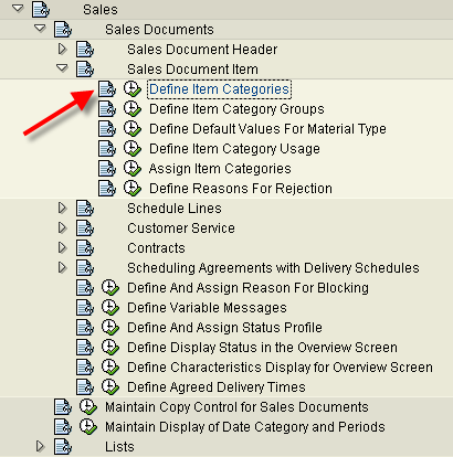 sap123 configuration of sales document item category